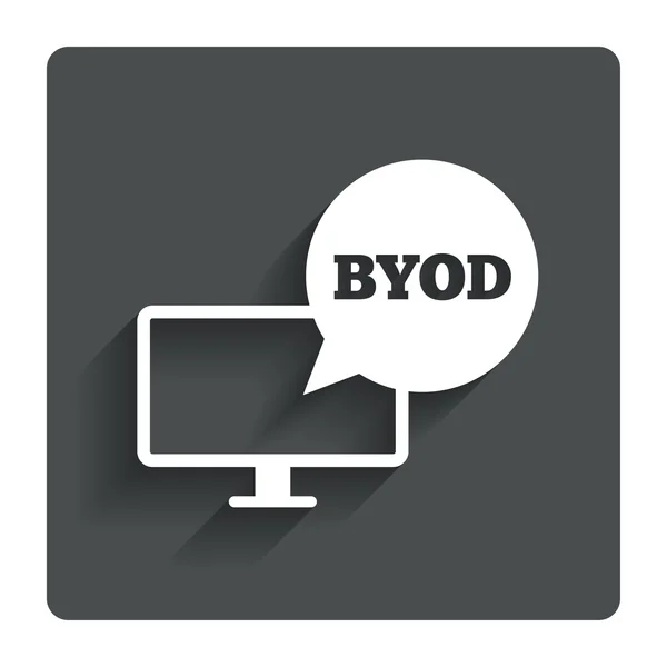 Ikon tanda tangan BYOD. Bawalah simbol perangkat Anda sendiri . - Stok Vektor