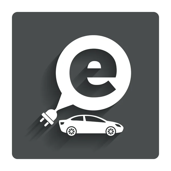 Icono de signo de coche eléctrico. Sedán símbolo berlina . — Vector de stock