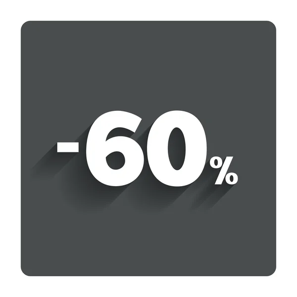 60 por cento ícone sinal de desconto. Símbolo de venda . — Vetor de Stock
