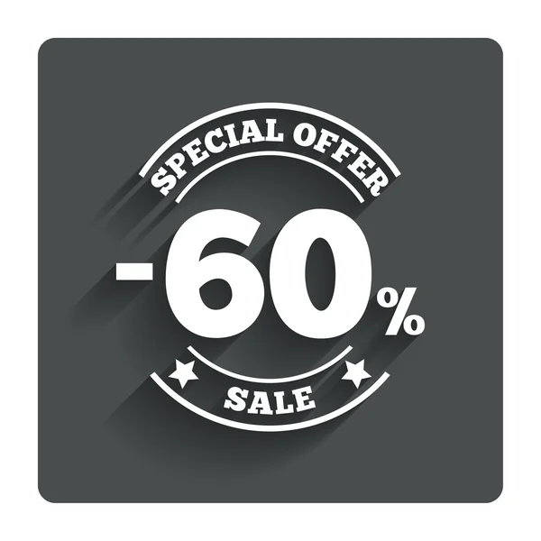 60 percent discount sign icon. Sale symbol. — Stock Vector