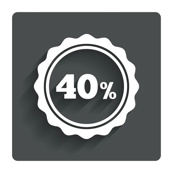 40 percent discount sign icon. Sale symbol. — Stock Vector