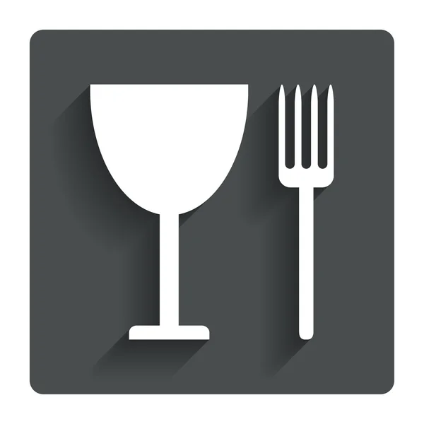 Essen Zeichen Symbol. Bestecksymbol. Gabel und Weinglas. — Stockvektor