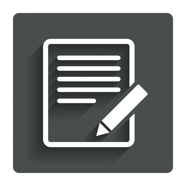 Editar icono de signo de documento. Editar botón de contenido . — Vector de stock