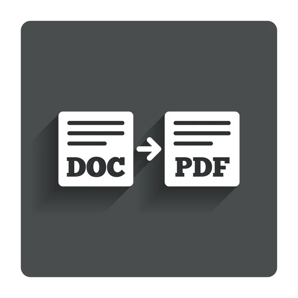 Экспорт DOC в значок PDF. Символ документа . — стоковый вектор