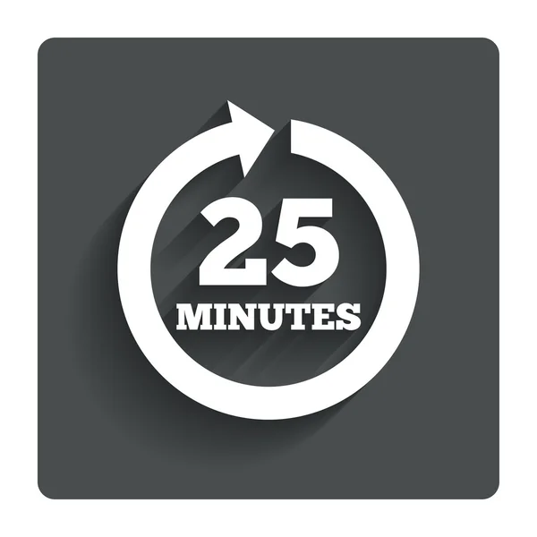 Every 25 minutes sign icon. Full rotation arrow. — Stock Vector