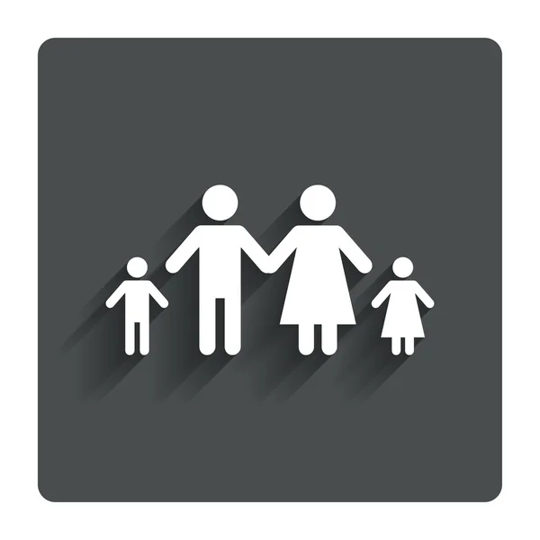 Complete family with two children sign icon. — Stock Vector