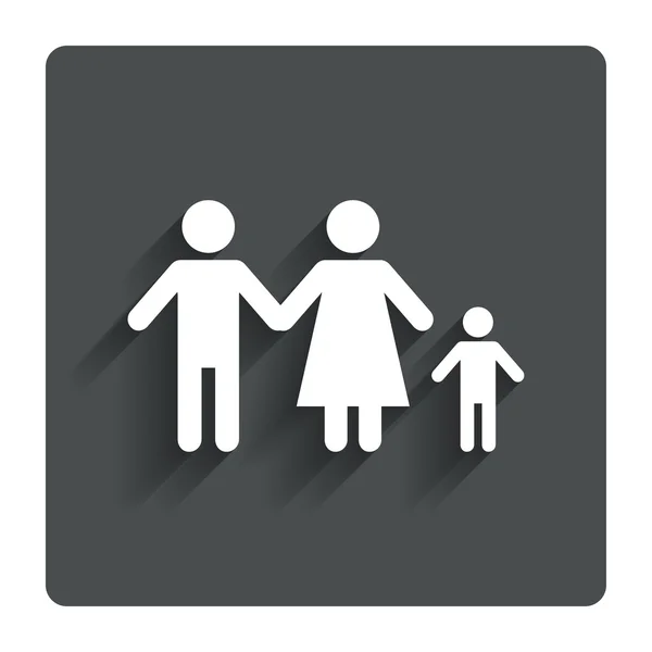 Famiglia completa con icona del segno di un bambino . — Vettoriale Stock