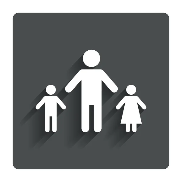 Een-ouder gezin met twee kinderen ondertekenen pictogram. — Stockvector