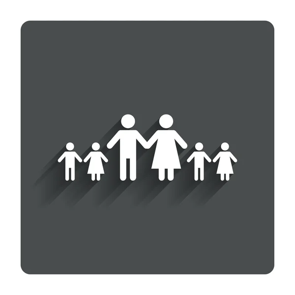 Familia numerosa completa con muchos niños signo . — Vector de stock