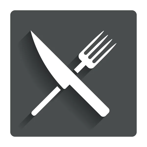 Знак пищевого знака. Символ столовых приборов. Нож и вилка . — стоковый вектор