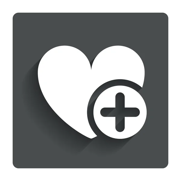 Icona del segno cardiaco. Aggiungi simbolo amante . — Vettoriale Stock