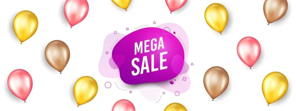 Mega Sale Sticker Promotion Banner Balloons Discount Banner Shape Coupon — Stock Vector