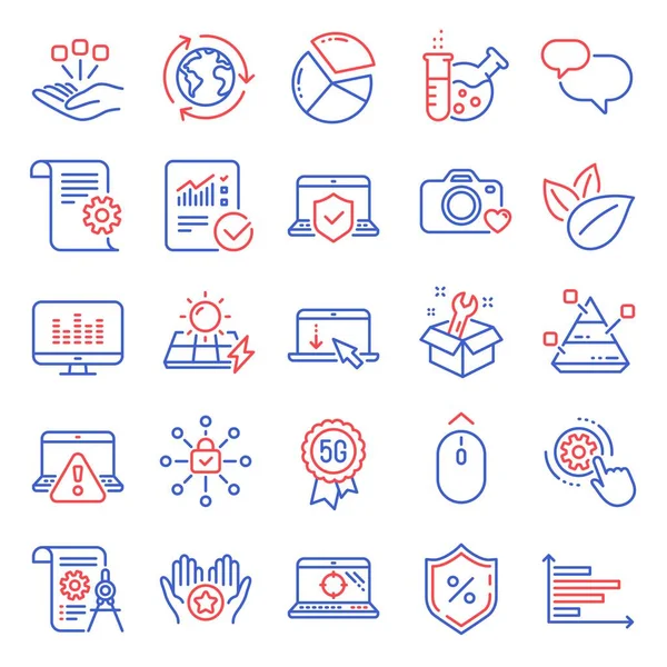 Technology Icons Set Included Icon Divider Document Scroll Checked Calculation — Stock Vector