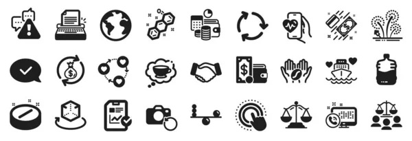 Set Business Icons Recovery Photo Court Jury Payment Icons Cardio — Stock Vector