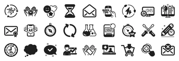 Set Technology Icons Chemistry Lab Seo Target Wind Energy Icons — Stock Vector