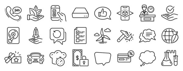 回復データ 調理タイマー コミックメッセージアイコンなどの技術アイコンのセット 拡張現実 ハマーの打撃 投票のサイン ロイヤリティギフト クラウドファンディング モバイル調査 Hdd — ストックベクタ
