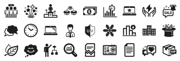 Set Von Business Symbolen Wie Motherboard Verringerungsdiagramm Blatt Symbole Zeit — Stockvektor