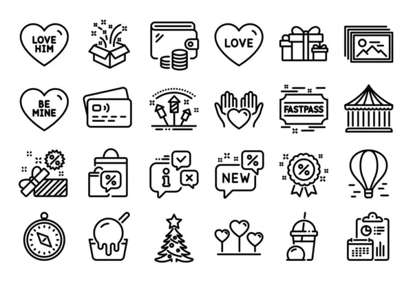 Vector Set Fastpass Love Him Discount Line Icons Set Англійською — стоковий вектор