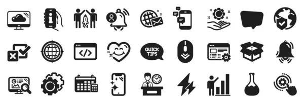 Eine Reihe Von Technologie Symbolen Wie Cloud Speicher Partnerschaft Seo — Stockvektor