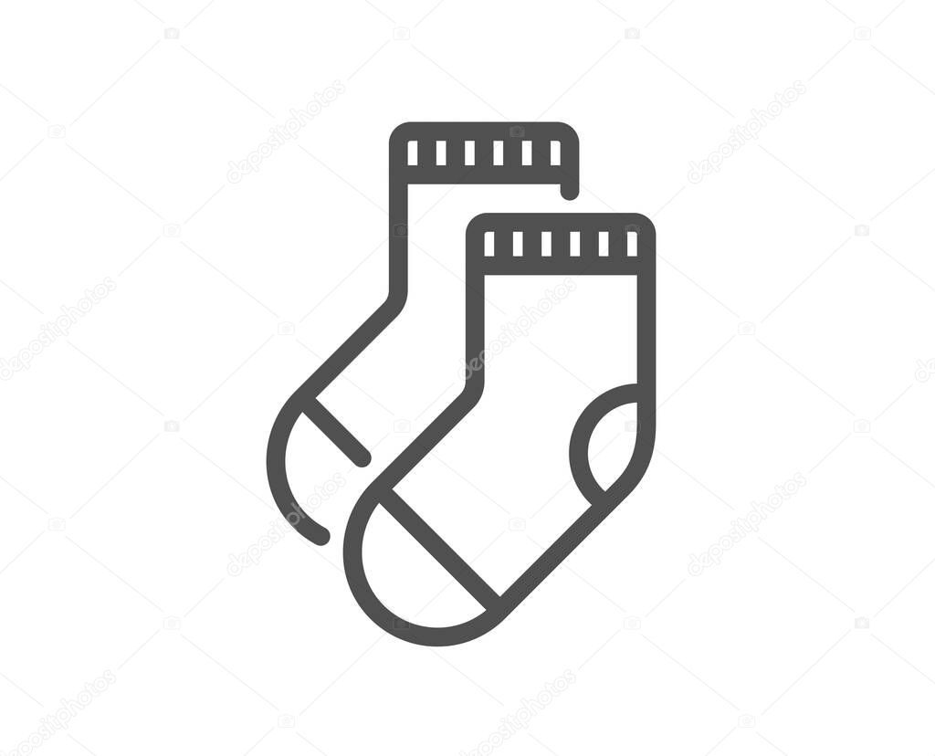 Socks line icon. Underwear clothing sign. Feet accessory symbol. Quality design element. Line style socks icon. Editable stroke. Vector