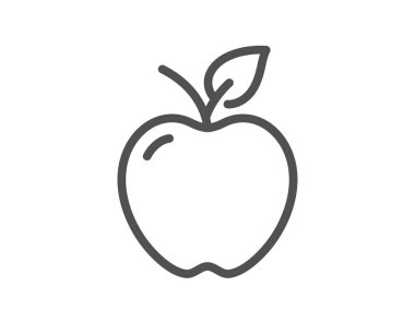 Apple line simgesi. Meyve tabelaları. Diyet beslenme sembolü. Kalite tasarım elemanı. Çizgi stili elma ikonu. Düzenlenebilir felç. Vektör