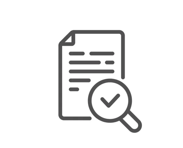 Inspecteer Lijn Icoon Kwaliteitsborging Verificatie Document Symbool Kwaliteitselement Line Stijl — Stockvector