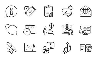 Eğitim simgeleri ayarlandı. 3D grafik olarak simge, web postası, hisse senedi analiz işaretleri dahil. İstatistik zamanlayıcısı, reddedilmiş ödeme, sertifika sembolleri. Kimya pipeti, Haberci, Kontrol Listesi simgeleri. Vektör