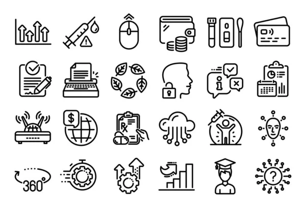 Vector Set Covid Test Organic Tested Cloud Storage Line Icons — Stock Vector