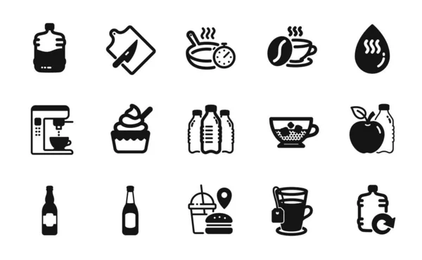 Vector Set Cold Coffee Cutting Board Refill Water Icons Simple — 스톡 벡터