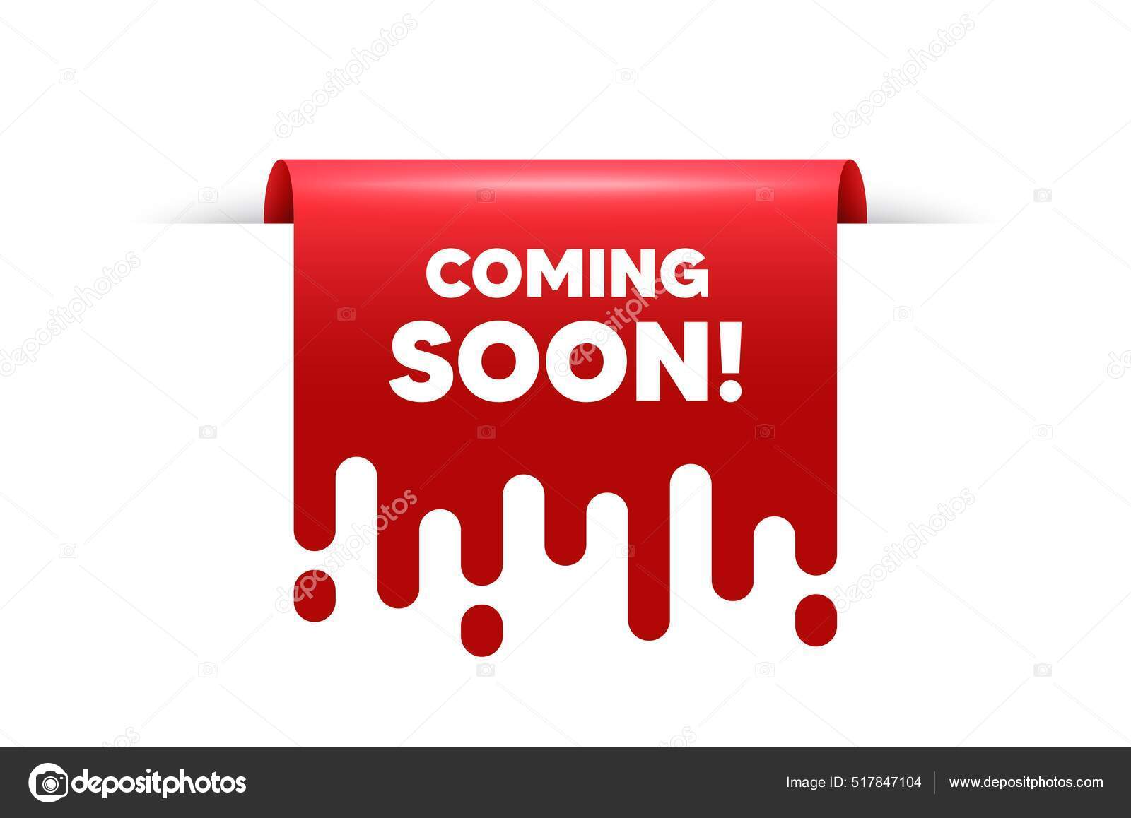 Coming Soon Text Red Ribbon Tag Banner Promotion Banner Sign Stock ...