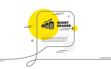 Büyüme grafiği simgesi basit. Devamlı sohbet pankartı. Bozuk para işareti. İş gelir sembolü. Sohbet mesajında büyüme grafiği simgesi. Yorum yap ve arka planda konuş. Vektör