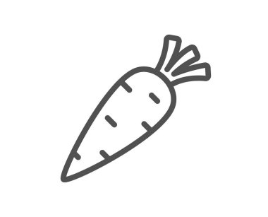 Havuç çizgisi ikonu. Sebze burcu. Diyet beslenme sembolü. Kalite tasarım elemanı. Çizgi tarzı havuç ikonu. Düzenlenebilir felç. Vektör