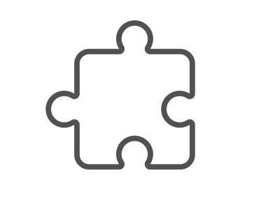 Bulmaca parçası çizgi simgesi. Yapboz oyunu şekli. İş stratejisi unsuru. Kalite tasarım elemanı. Satır tarzı yapboz simgesi. Düzenlenebilir felç. Vektör