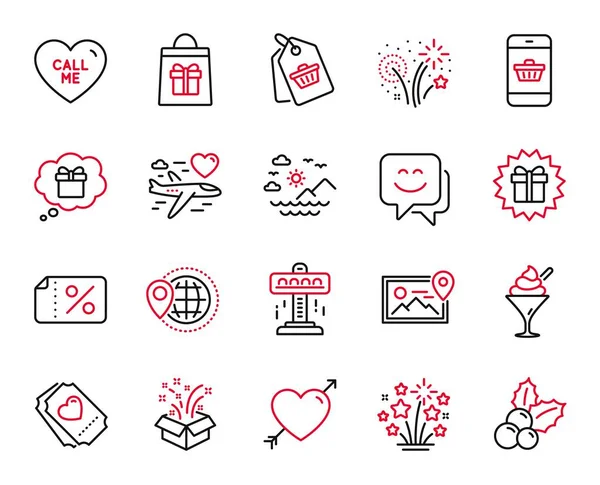 Vector Set Holidays Icons Related Smartphone Buying Holidays Shopping Love — Stock Vector