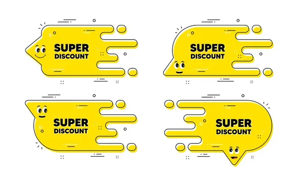 Super Discount Text Cartoon Face Transition Chat Blase Verkaufsschild Das — Stockvektor