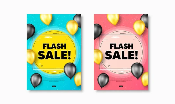 Sms Från Flash Sale Flygblad Affischer Med Realistiska Ballonger Täcka — Stock vektor