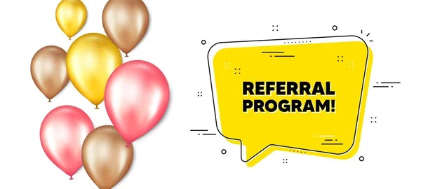 Referral Program Text Balloons Promotion Banner Chat Bubble Refer Friend — Stock Vector