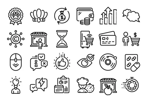 Vector Set Market Seller Time Hourglass Vinyl Record Line Icons — 스톡 벡터