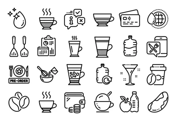 Vector Set Takeaway Coffee World Water Refill Water Line 아이콘 — 스톡 벡터