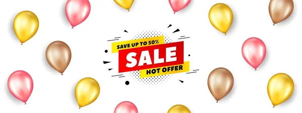 Sale Percent Banner Promotion Banner Balloons Discount Sticker Shape Hot — Stock Vector