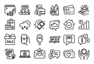 Grafik tablosunun vektör kümesi, Muhasebe raporu ve sohbet hattı simgeleri ayarlandı. Takvim raporu, para cüzdanı ve kredi kartı etiketi. Dilek listesi, Hayvan şampuanı ve Bulut iletişim simgeleri. Vektör