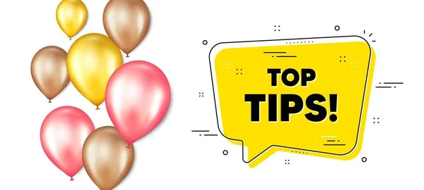 Top Tips Symbol Balloons Promotion Banner Chat Bubble Education Faq — Stock Vector