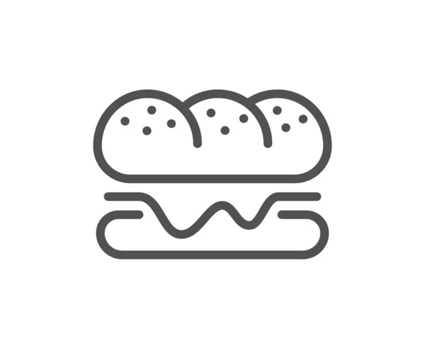 バーガーラインのアイコン ファーストフードの看板 ハンバーガーサンドイッチのシンボル 品質設計要素 ラインスタイルのバーガーアイコン 編集可能なストローク ベクトル — ストックベクタ