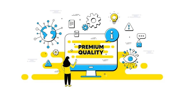 Texto Qualidade Premium Infográficos Dados Seguros Internet Sinal Produto Alto — Vetor de Stock
