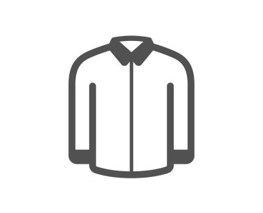 Gömlek ikonu. Erkek gömleği tabelası. İş kıyafeti sembolü. Klasik düz stil. Kalite tasarım elemanı. Basit gömlek ikonu. Vektör