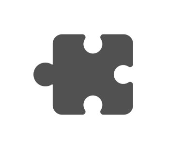 Bulmaca parçası simgesi. Yapboz oyunu şekli. İş stratejisi unsuru. Klasik düz stil. Kalite tasarım elemanı. Basit bulmaca simgesi. Vektör