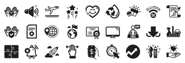 Set Von Business Symbolen Wie Geld App Benachrichtigungsglocke Puzzle Symbole — Stockvektor