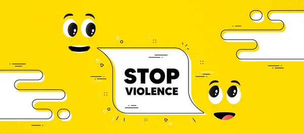 Zastavte Násilné Zprávy Karikatura Tvář Chat Bublina Pozadí Demonstrace Protestní — Stockový vektor