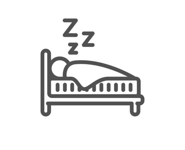 睡眠线图标 夜间休息床的标志 人类就寝时间的象征 质量设计要素 线性睡眠图标 可编辑的中风 — 图库矢量图片