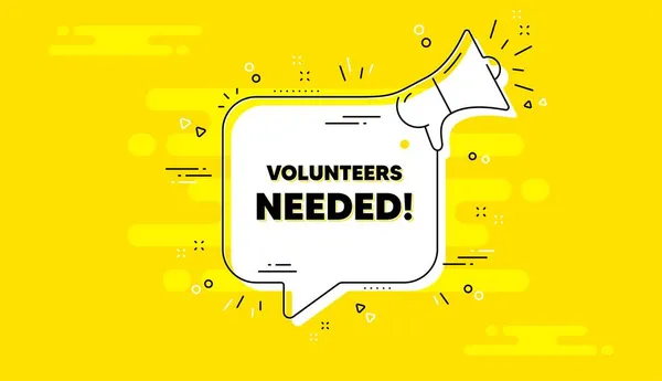 Volunteers Needed Text Alert Megaphone Yellow Chat Banner Volunteering Service — Stock Vector
